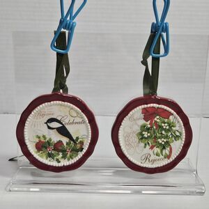 Cracker Barrel Christmas Rejoice Bird Round Ceramic Ornament 3" Celebrate